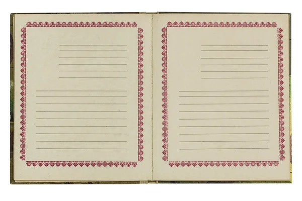 Otwieramy notatnik stary, na białym tle — Zdjęcie stockowe