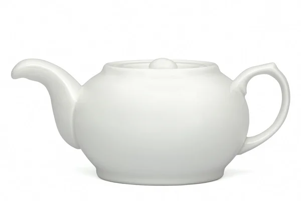 Weiße Teekanne, isoliert auf weißem Hintergrund, mit Clipping-Pfad — Stockfoto
