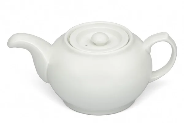Weiße Teekanne, isoliert auf weißem Hintergrund, mit Clipping-Pfad — Stockfoto