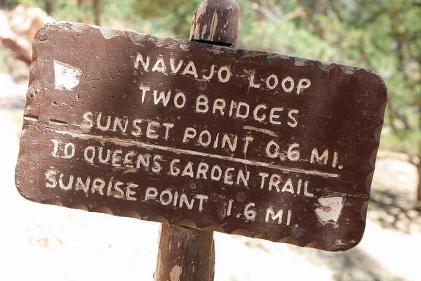 Bryce Canyon Utah Estados Unidos Julio 2017 Navajo Loop Sign —  Fotos de Stock