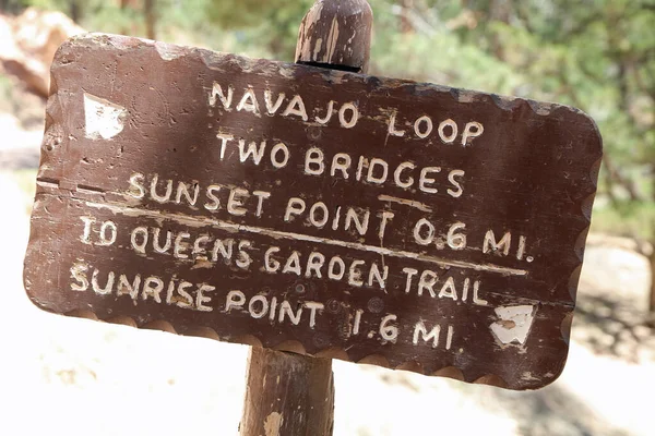 Bryce Canyon Utah Eua Julho 2017 Navajo Loop Sign Bryce — Fotografia de Stock