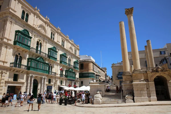 Valletta Malta Augustus 2019 Grote Markt Valletta Oude Stad Malta — Stockfoto