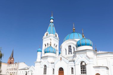 Jelgava, Letonya - 25 Ağustos 2019: St Simeons ve St Annas Ortodoks Katedrali