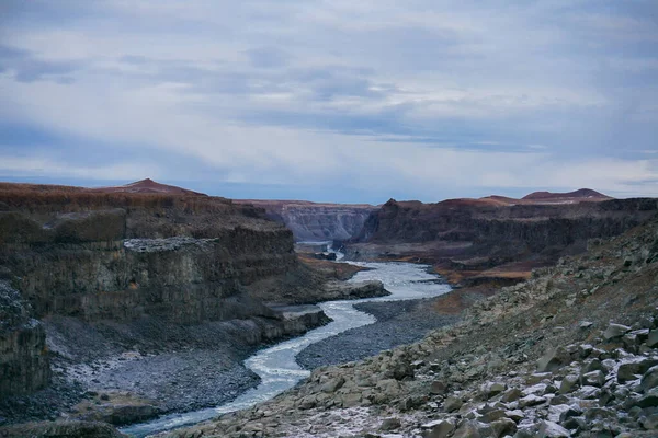 Jokulsa Fjollum Jusante Dettifoss — Fotografia de Stock