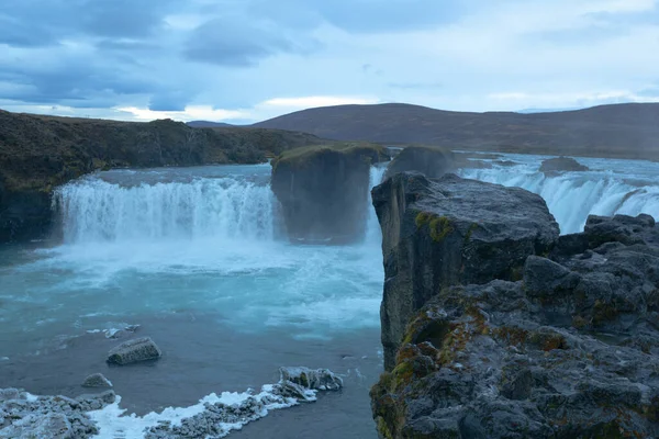 Godafoss Vízesés Alkonyatkor Izland — Stock Fotó
