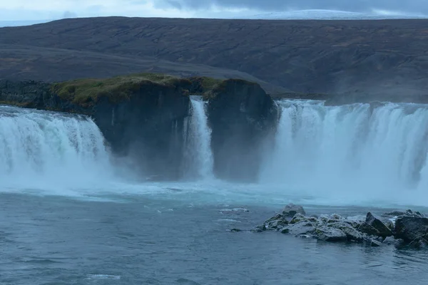 Godafoss Cachoeira Entardecer Islândia — Fotografia de Stock