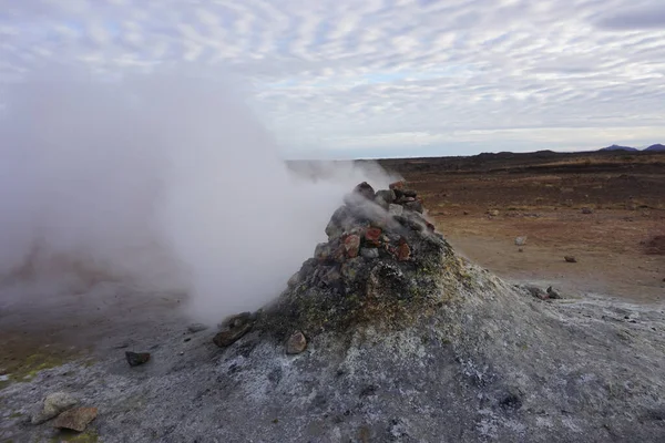 Steam Rising Lake Myvatn Geyser Iceland — Stock Photo, Image