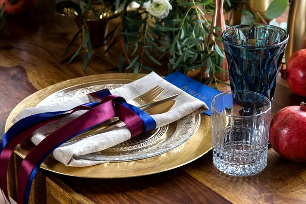 Apparecchiatura tavola nuziale in stile rustico — Foto Stock