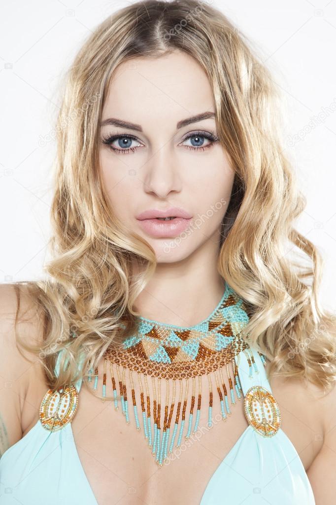 Young pretty woman with beautiful blond hairs