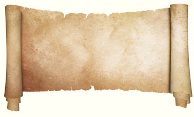 Beyaz arka plan üzerinde antik kaydırma.