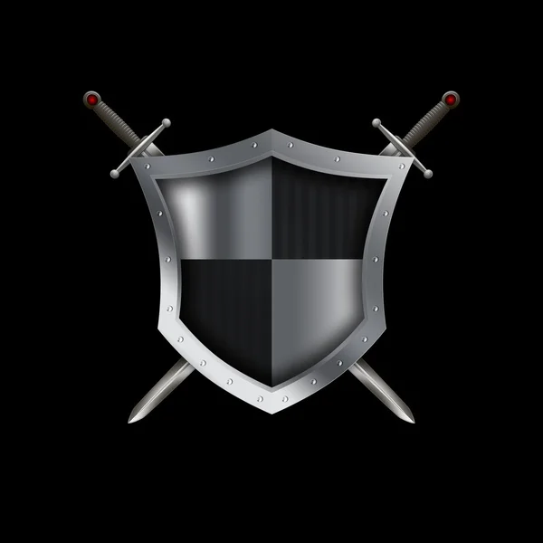 Ortaçağ perçinli kalkan ve kılıç.