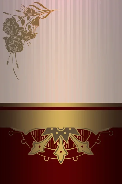 Decorative vintage background with gold border and flowers. — Stock Photo, Image