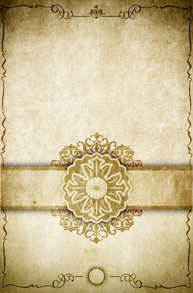 Old paper background with vintage border and patterns. — Stock Photo, Image