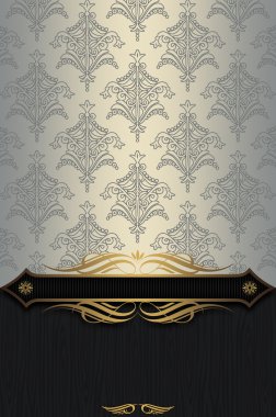 Vintage kalıpları ve kenarlığı olan dekoratif arkaplan.