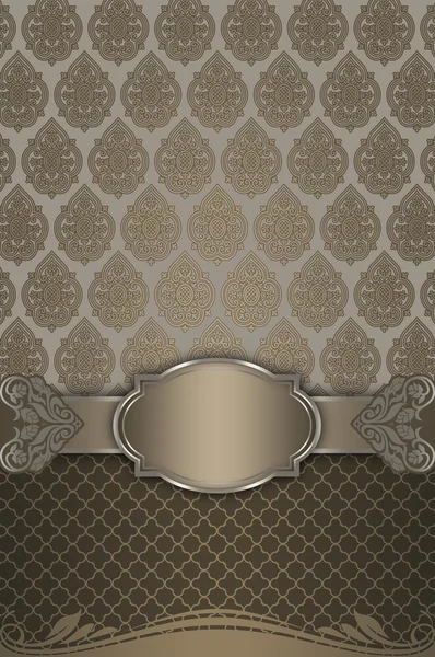 Decoratieve achtergrond met elegante rand en vintage sieraad. — Stockfoto
