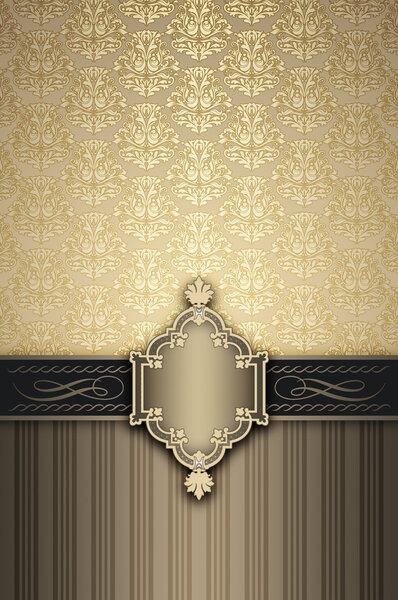 Vintage background with decorative border and patterns.