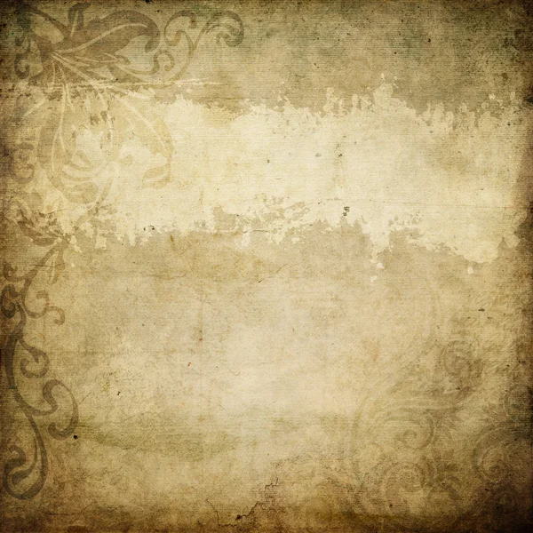 Grunge paper background with floral patterns. — Stock Photo, Image