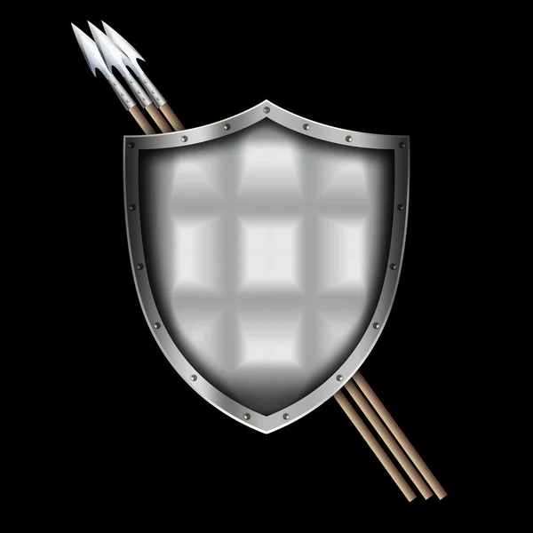 Ancient riveted shield and spears. — Stock Photo, Image