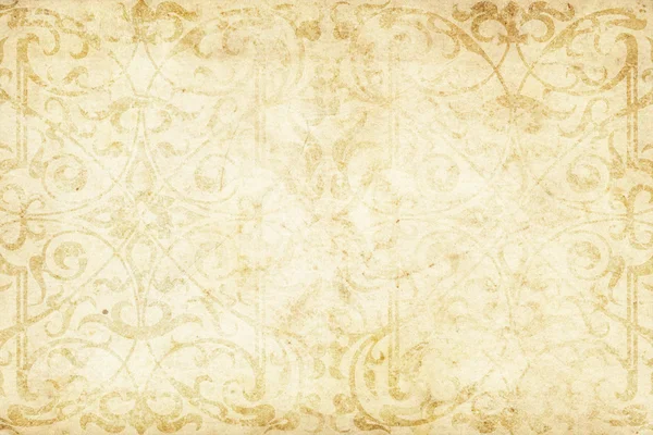 Old yellowed paper background with vintage patterns. — Stock Photo, Image