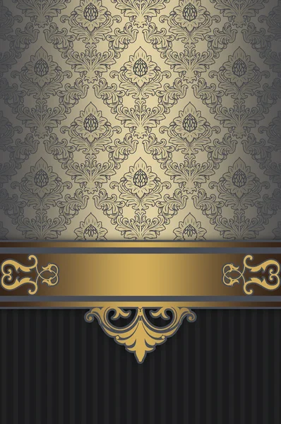 Decorative background with gold border and floral patterns.