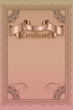 Guilloche ögelerine sahip sertifika veya diploma tasarımı şablonu ve metin için kopyalama alanı.