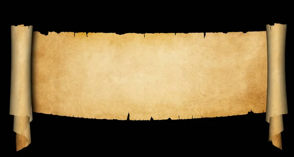 Антикварний Пергамент Ізольований Чорному Фоні — стокове фото