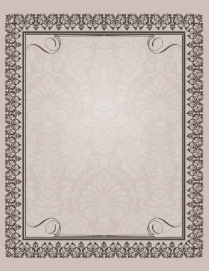 Zarif retro kalıpları ve kenarı olan dekoratif vintage arkaplan.