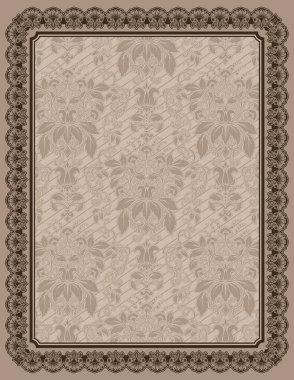 Dekoratif vintage kenarı ve desenleri olan Retro biçimi arkaplanı.