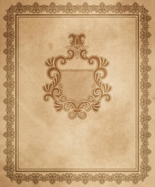 Old Dirty Paper Background Vintage Ornamental Border Frame — Stock Photo, Image