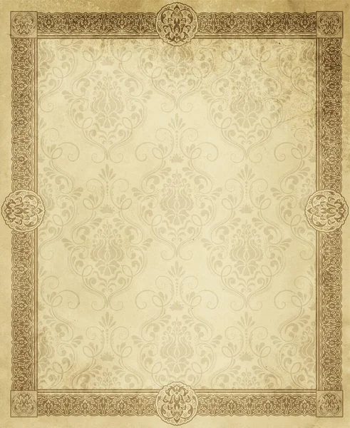 Old Dirty Paper Background Decorative Patterns Ornamental Border — Stock Photo, Image