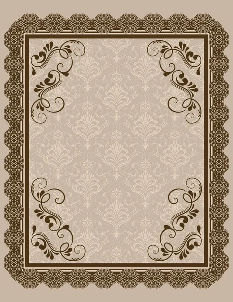 装飾的な境界線とエレガントなパターンを持つ装飾的なヴィンテージの背景 ヴィンテージ招待カードのデザイン — ストック写真