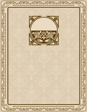 Süslü vintage kenarı ve zarif süslemeleri olan dekoratif arkaplan.