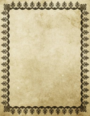 Dekoratif vintage kenarı olan eski grunge kağıt arkaplanı ve kopyalama alanı.