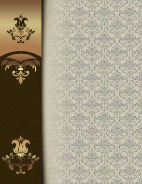 Zarif desenli ve kenarlıklı dekoratif vintage arkaplan.