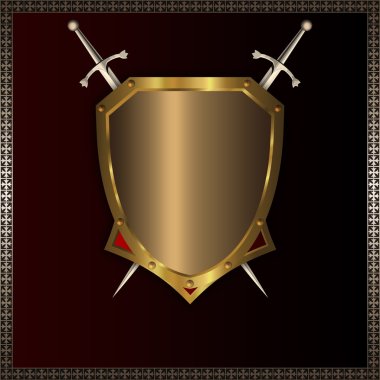 Gold medieval shield for the design.