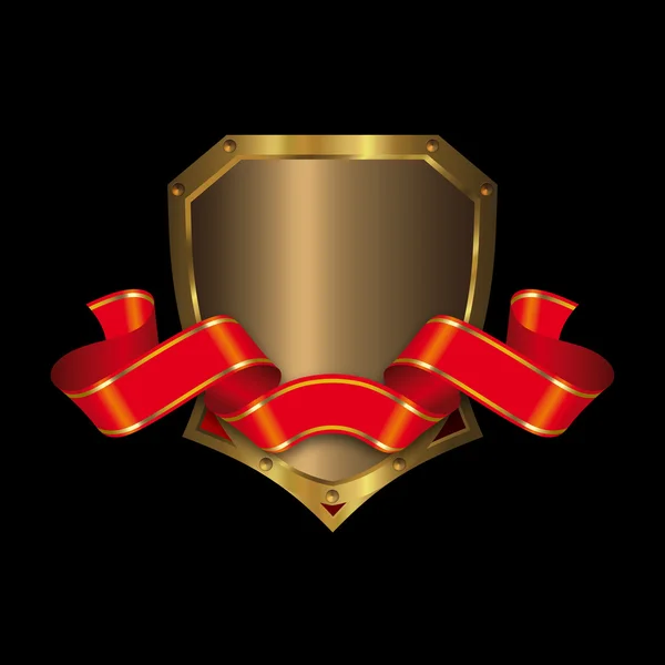 Guld shield och röd fana — Stockfoto