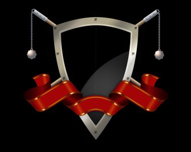 Ortaçağ kalkan ve maces.