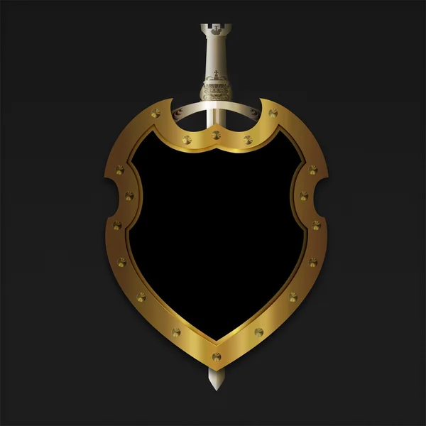 Gold medieval shield. — Stock Photo, Image