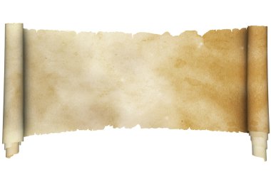 Beyaz arka plan üzerinde Ortaçağ parşömen.