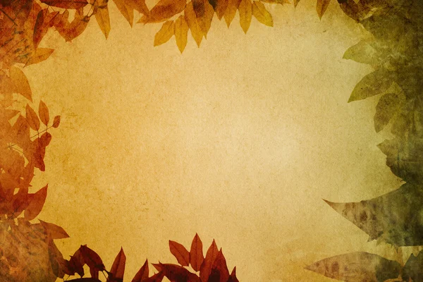 Grunge paper with leaves vignette. — Stock Photo, Image