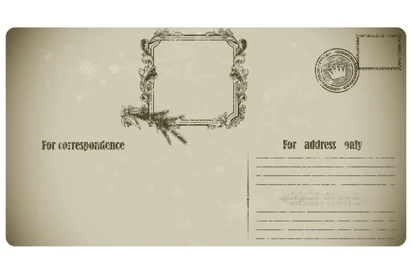Antigua postal con marco navideño . — Foto de Stock