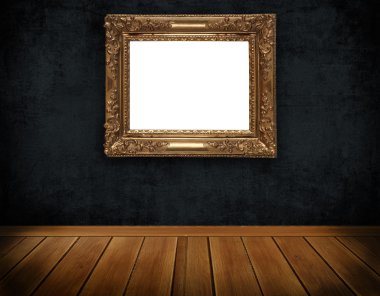 Karanlık grunge duvar ve dekoratif çerçeve.