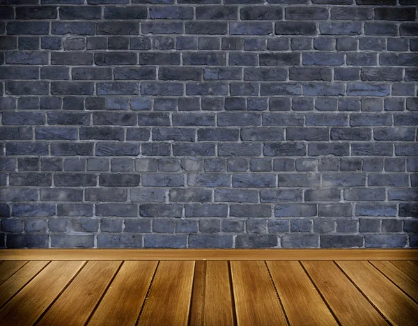 Innenraum mit Ziegel Stein Fliesen Wand und Holz Boden Hinterg