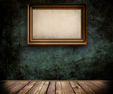Bir grunge duvar eski ahşap çerçeve.
