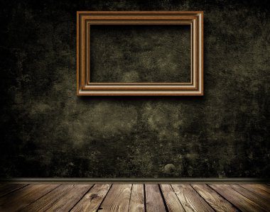 Bir grunge duvar eski ahşap çerçeve.