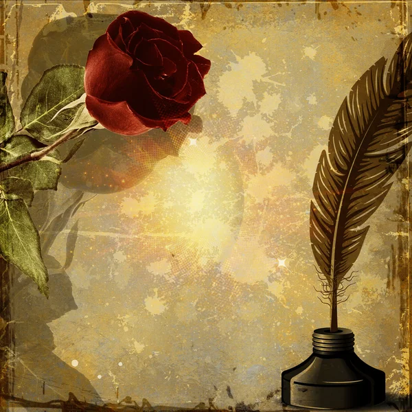 Grunge background with rose. — Stock Photo, Image