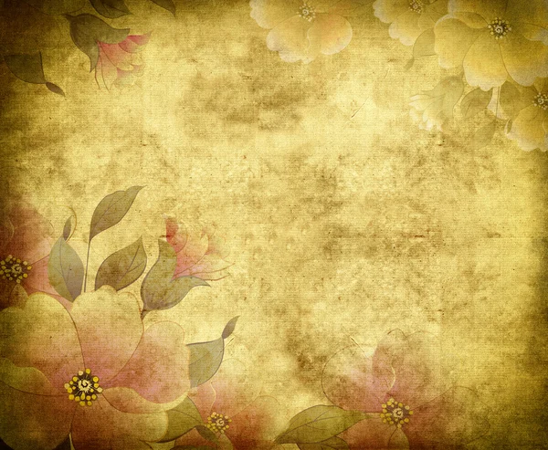 Old grunge floral paper background. — Stock Photo, Image