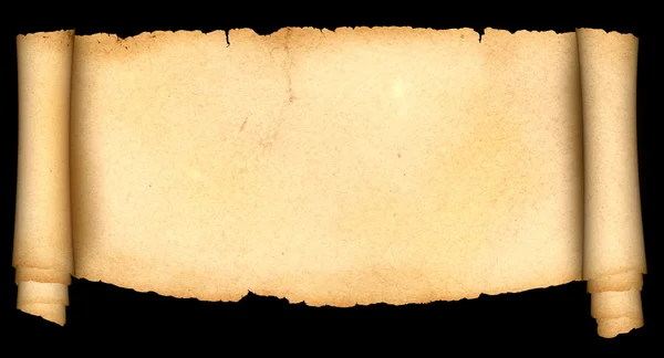 Antique scroll of parchment on black background. — Stock Photo, Image