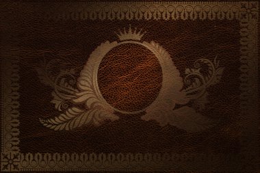 Deri arka plan ile altın çerçeve.