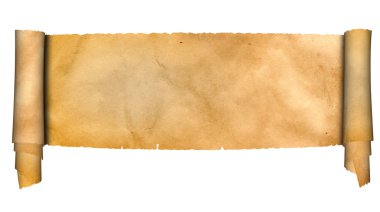 Beyaz arka plan üzerinde eski parşömen kaydırma.